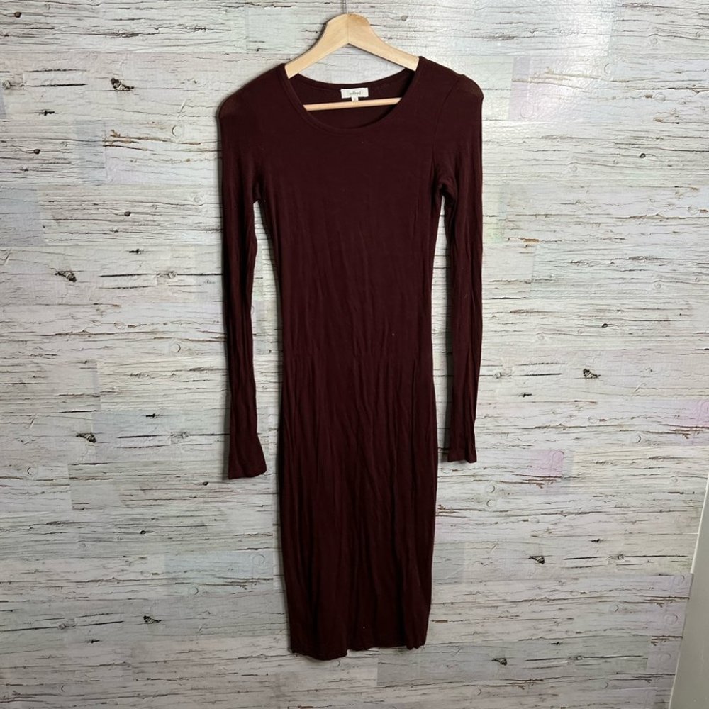 Wilfred burgundy red long sleeve maxi dress size xs aritzia